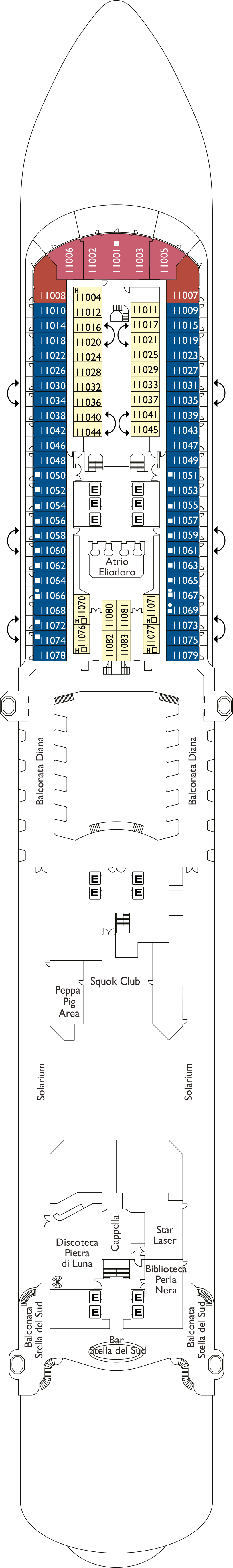 Timur (Deck 11) deck plan for Costa Diadema