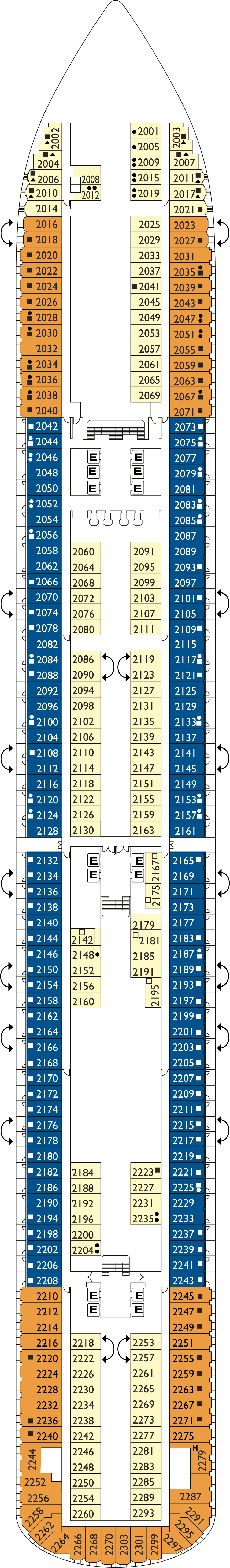 Sara (Deck 2) deck plan for Costa Diadema