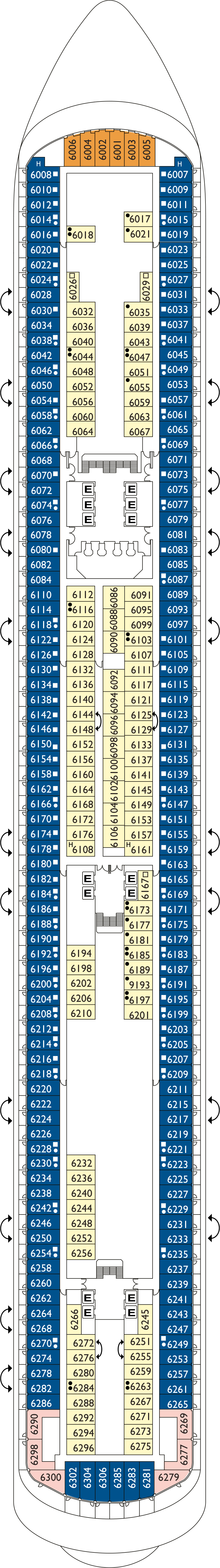 Braganza (Deck 6) deck plan for Costa Diadema