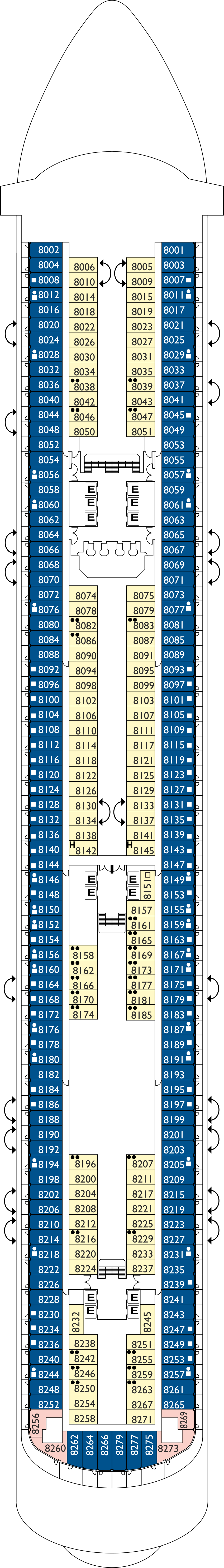 Star of India (Deck 8) deck plan for Costa Diadema