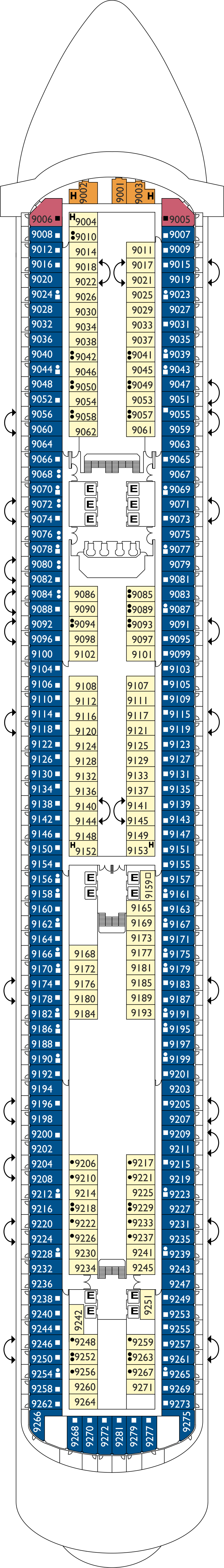 Bizantino (Deck 9) deck plan for Costa Diadema
