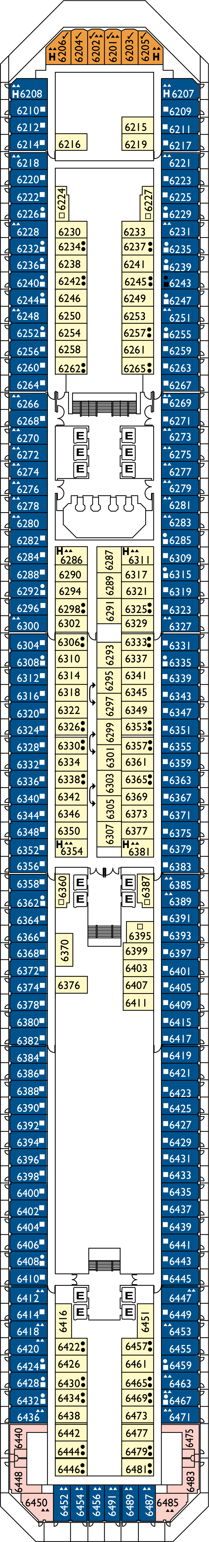Tancredi (Deck 6) deck plan for Costa Fascinosa