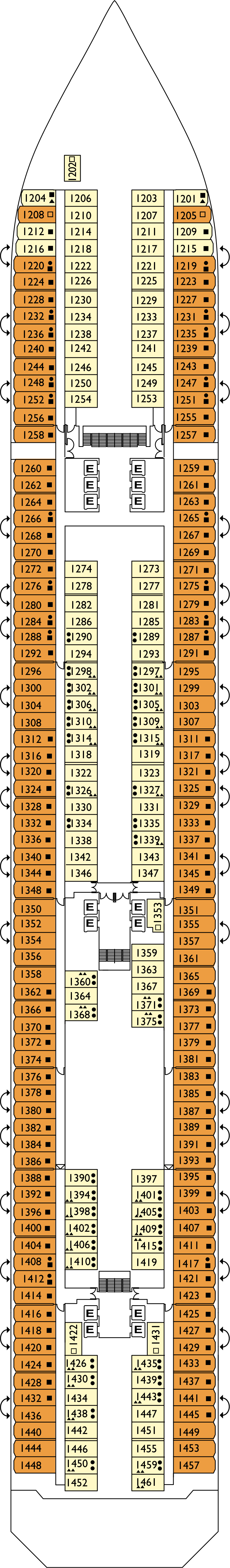 Babilonia (Deck 1) deck plan for Costa Favolosa