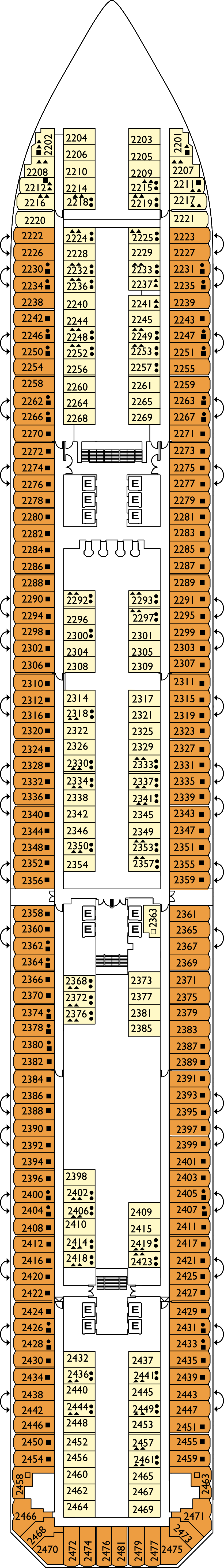 Alhambra (Deck 2) deck plan for Costa Favolosa