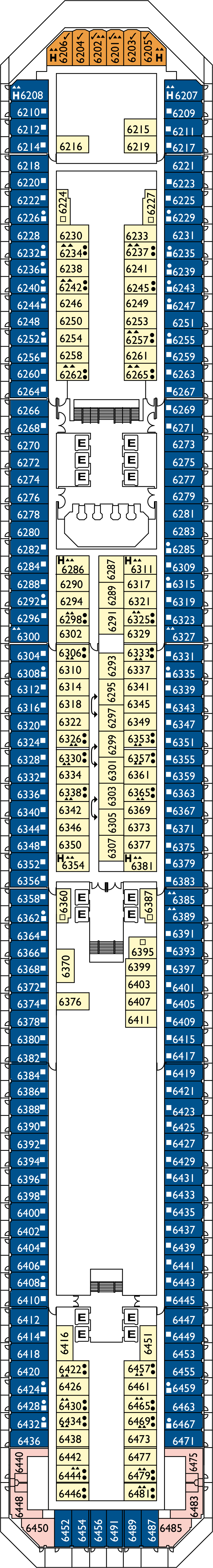 La Zarzuela (Deck 6) deck plan for Costa Favolosa