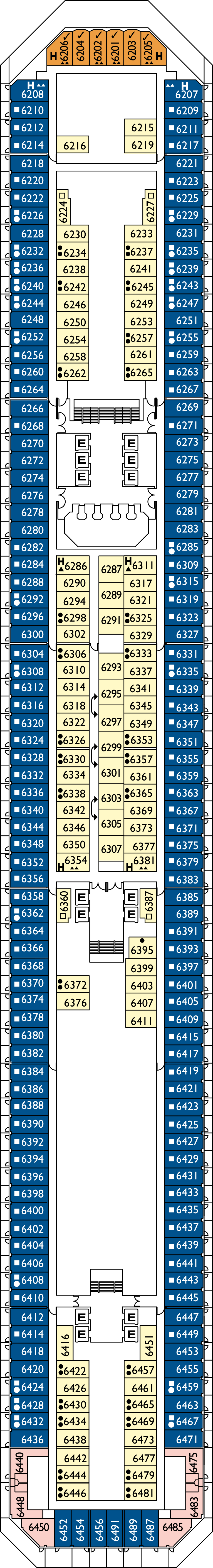 Boheme (Deck 6) deck plan for Costa Pacifica
