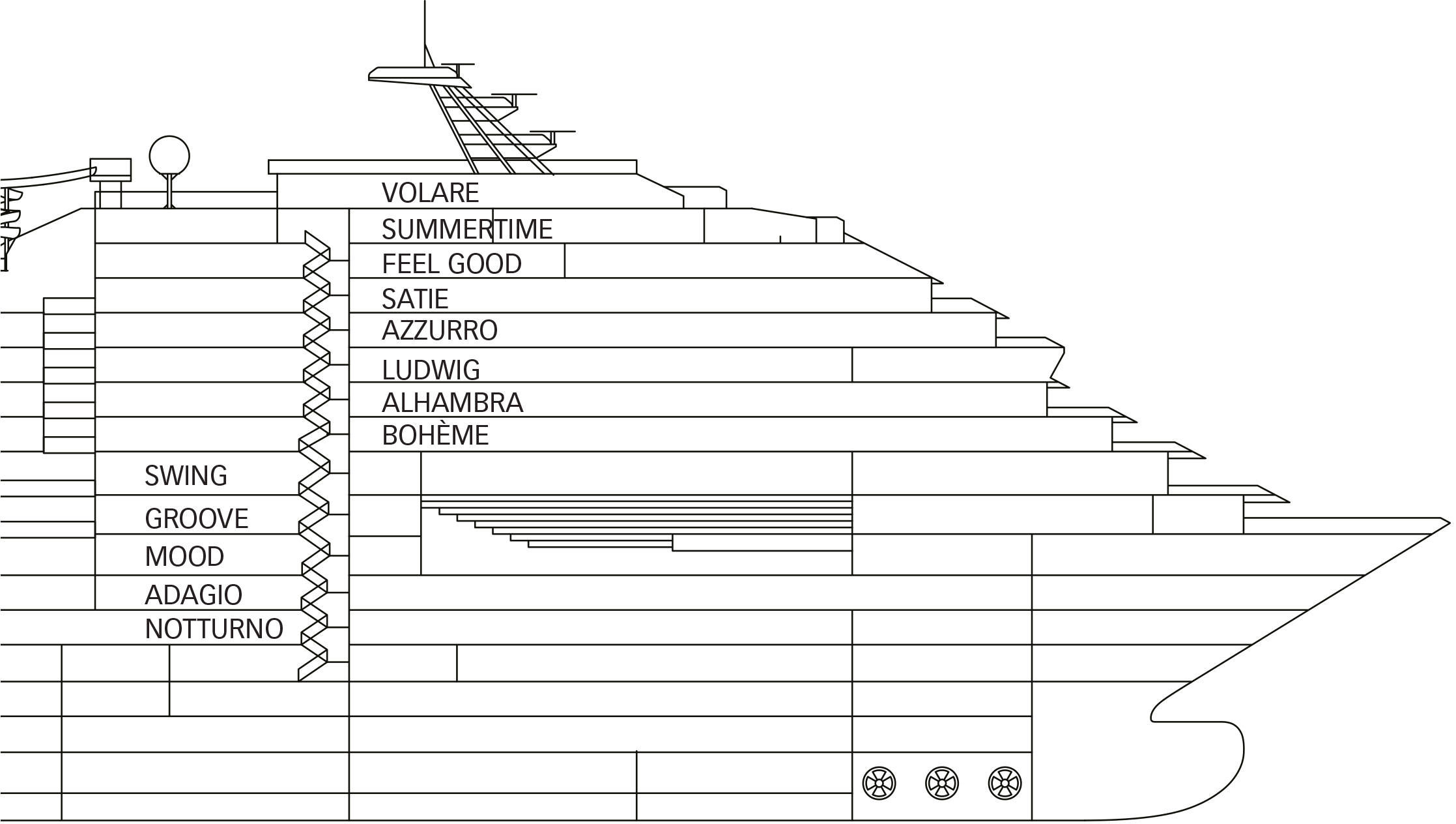 Where Notturno (Deck 1) is on Costa Pacifica