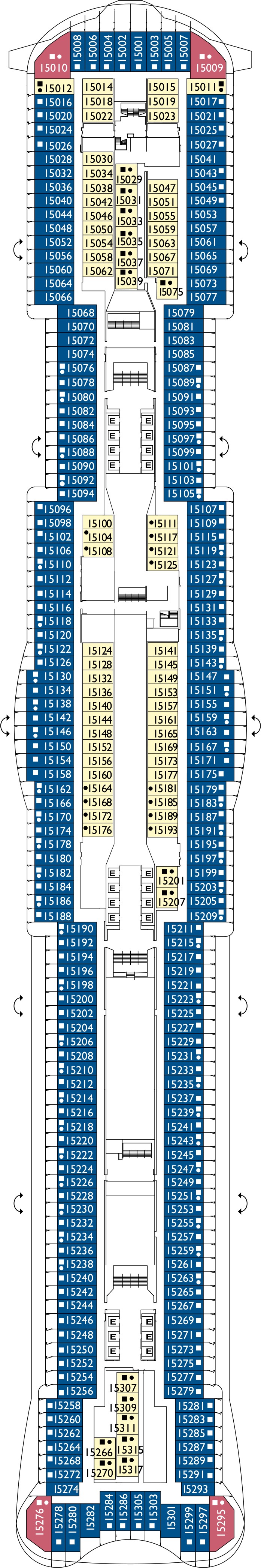 Milano (Deck 15) deck plan for Costa Smeralda