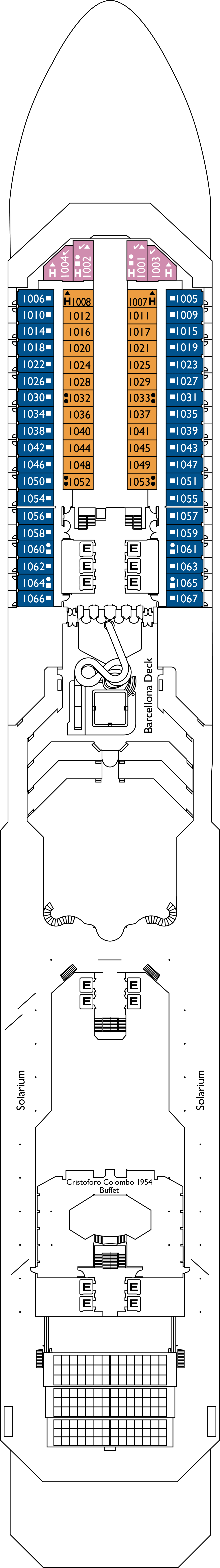 Barcellona (Deck 10) deck plan for Costa Fortuna