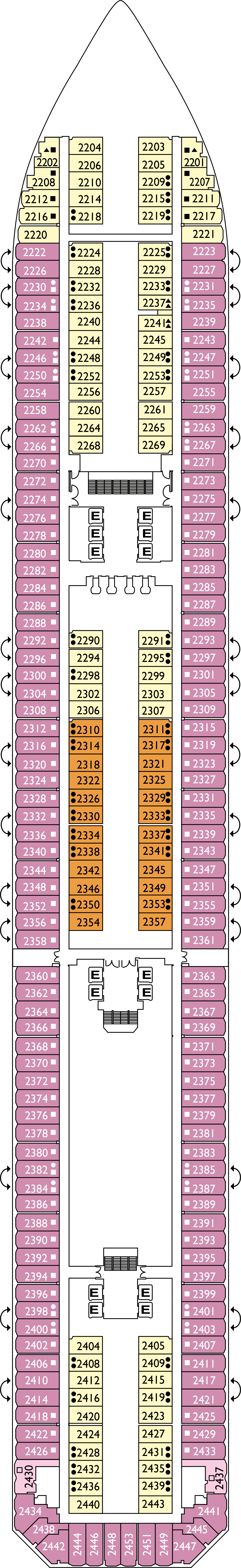 Miami (Deck 2) deck plan for Costa Fortuna