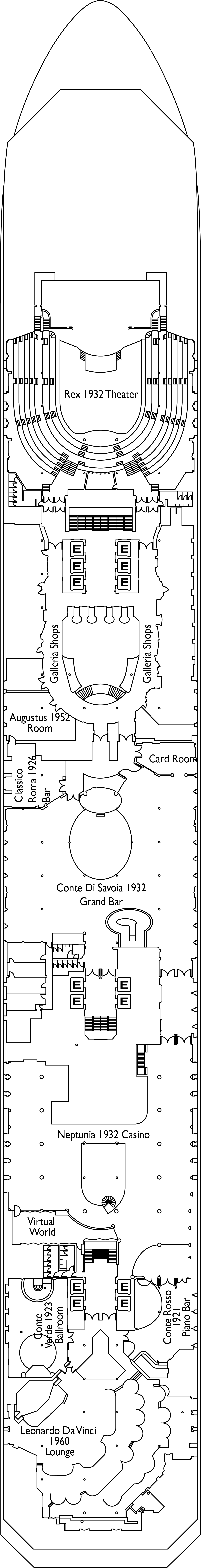Genova (Deck 5) deck plan for Costa Fortuna