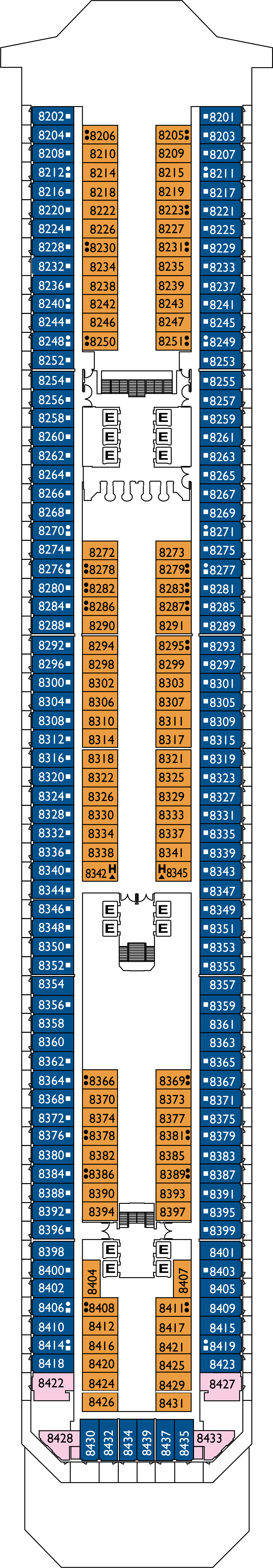 Vigo (Deck 8) deck plan for Costa Fortuna