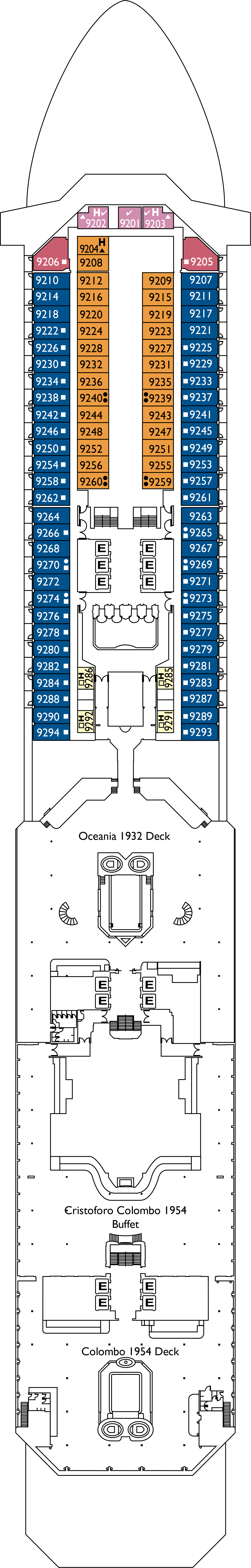 Napoli (Deck 9) deck plan for Costa Fortuna
