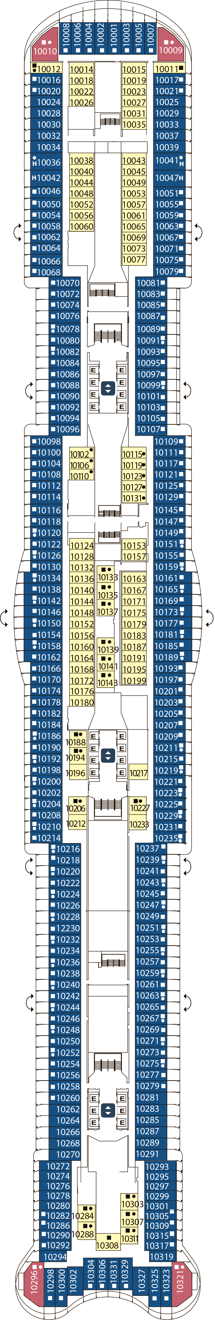 Volterra (Deck 10) deck plan for Costa Toscana