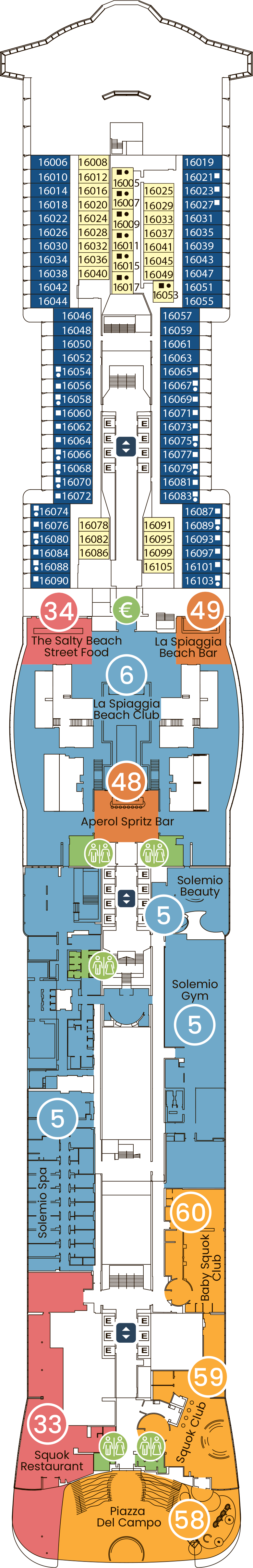 Lucca (Deck 16) deck plan for Costa Toscana