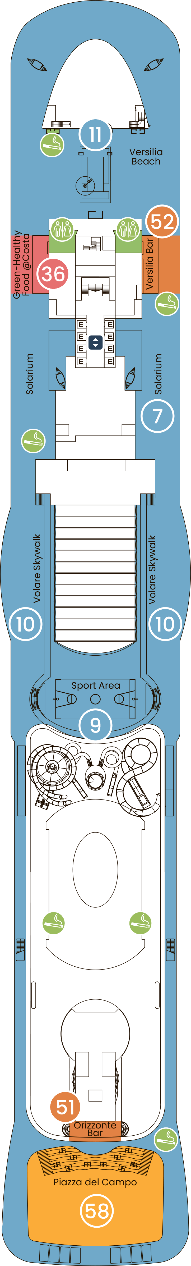 Viareggio (Deck 18) deck plan for Costa Toscana