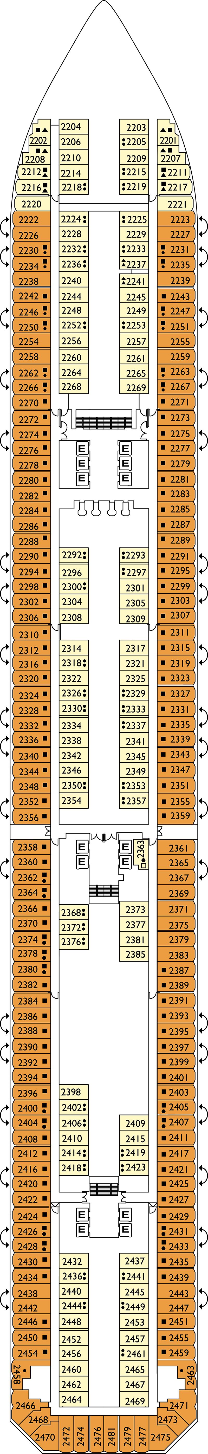 Cassiopea (Deck 2) deck plan for Costa Serena