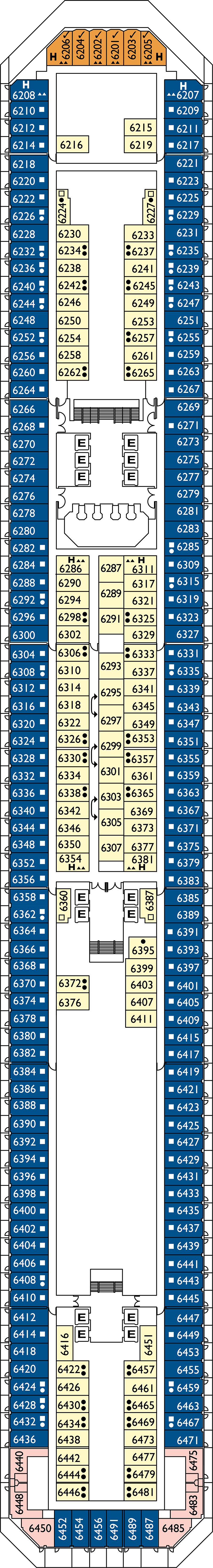 Centaurus (Deck 6) deck plan for Costa Serena