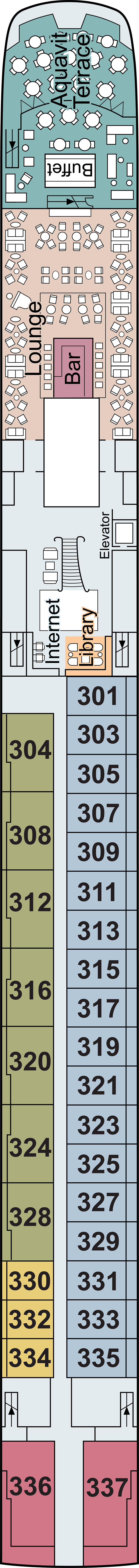 Upper (Deck 3) deck plan for Viking Fjorgyn