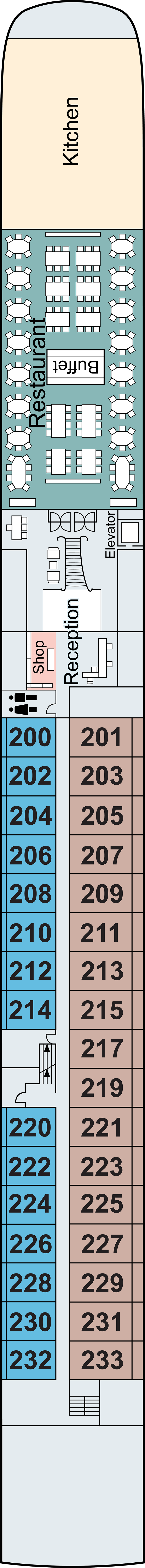 Middle (Deck 2) deck plan for Viking Kari