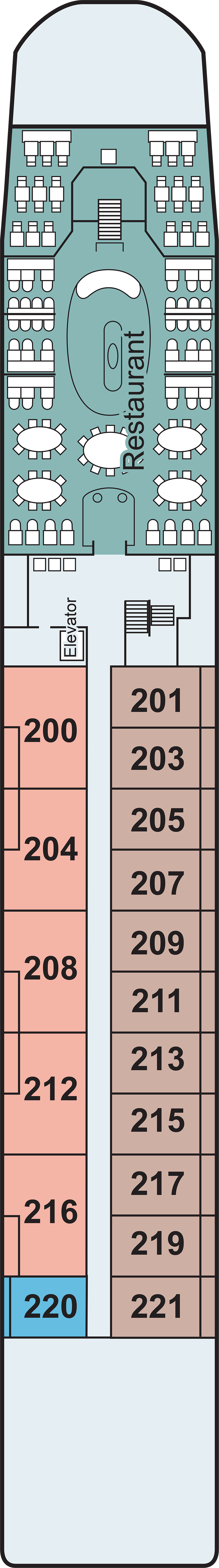 Middle (Deck 2) deck plan for Viking Torgil