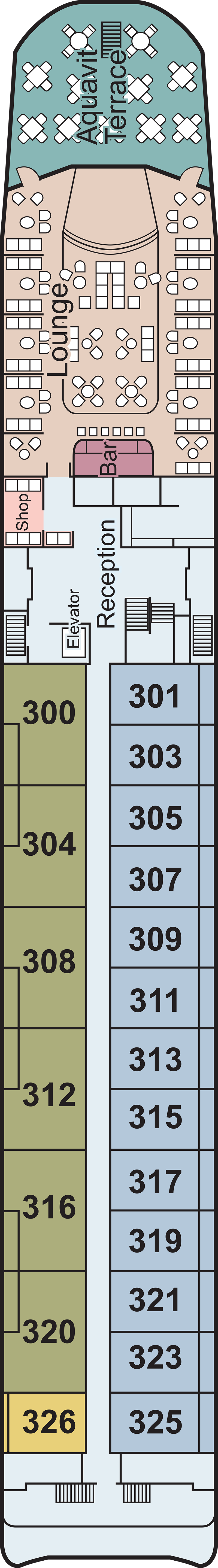 Upper (Deck 3) deck plan for Viking Torgil