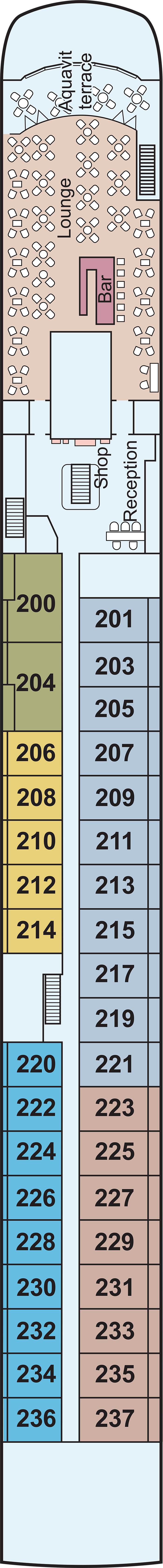 Upper (Deck 2) deck plan for Viking Beyla