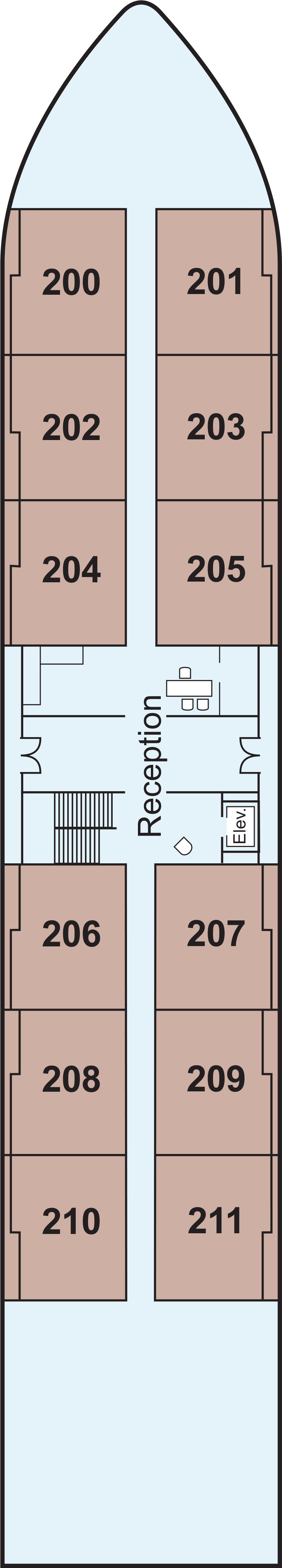 Middle (Deck 2) deck plan for Viking Ra