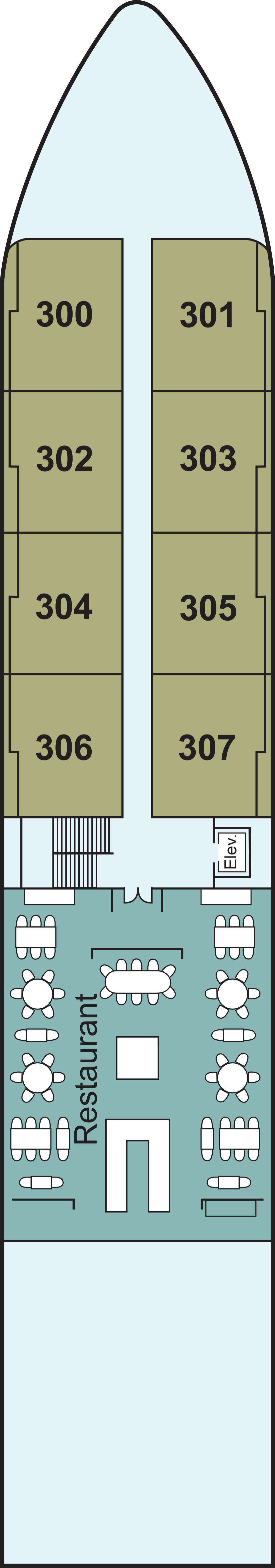Upper (Deck 3) deck plan for Viking Ra