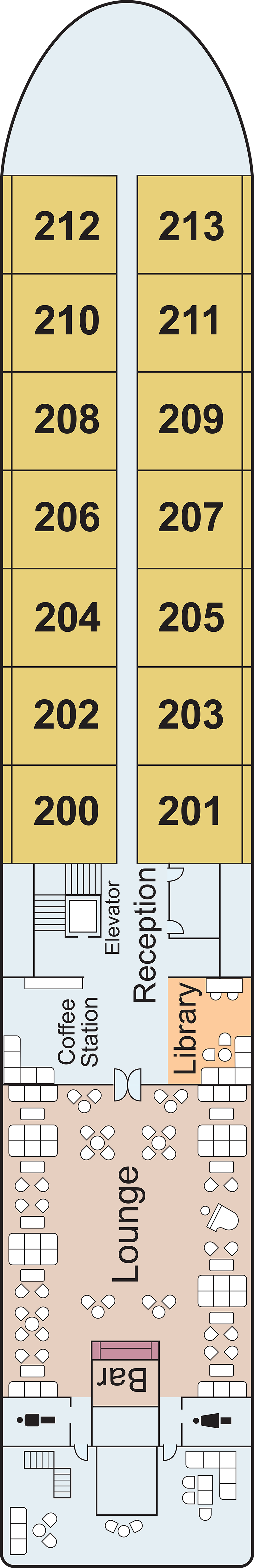 Middle (Deck 2) deck plan for Viking Saigon