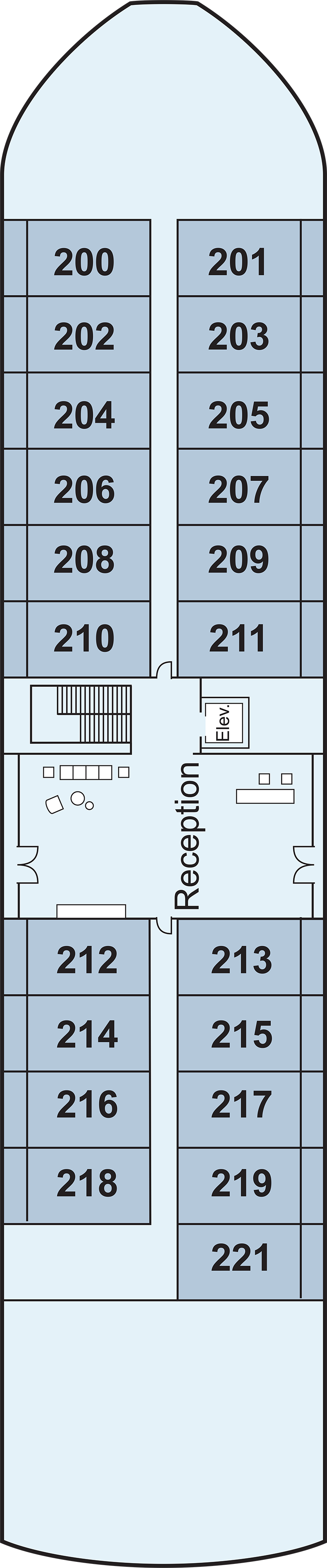 Middle (Deck 2) deck plan for Viking Osiris