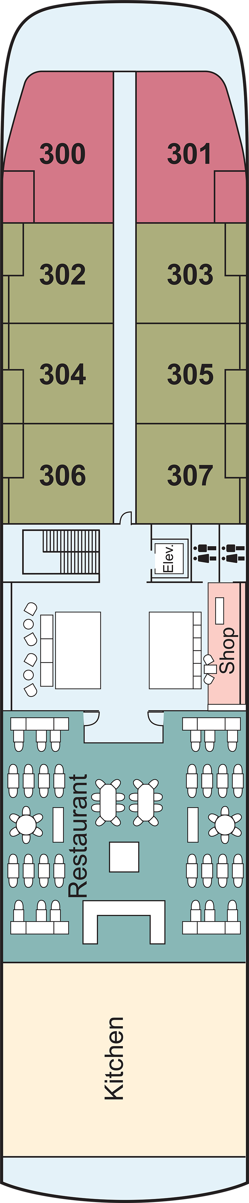 Upper (Deck 3) deck plan for Viking Osiris