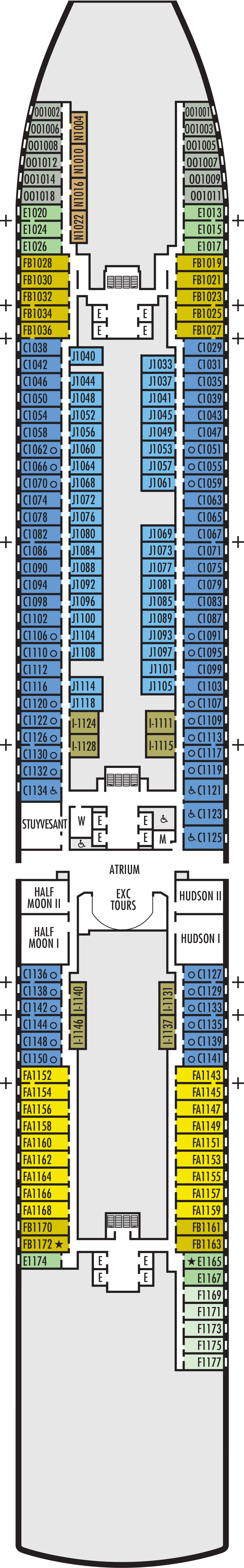 Main (Deck 1) deck plan for ms Nieuw Statendam