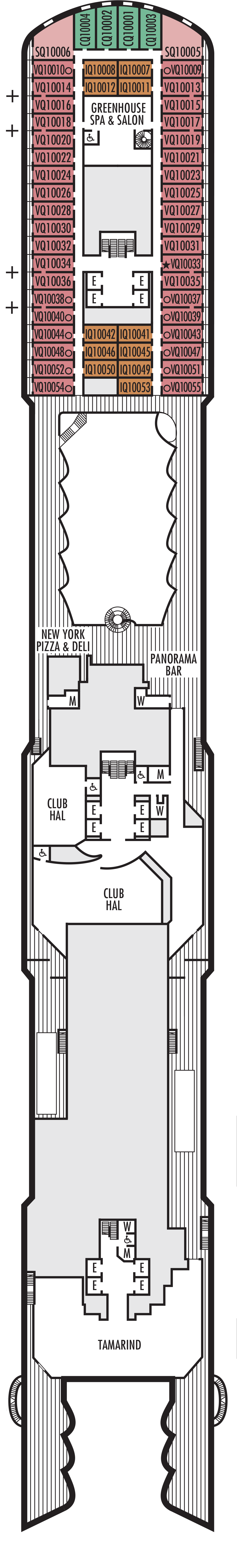 Panorama (Deck 10) deck plan for ms Nieuw Statendam
