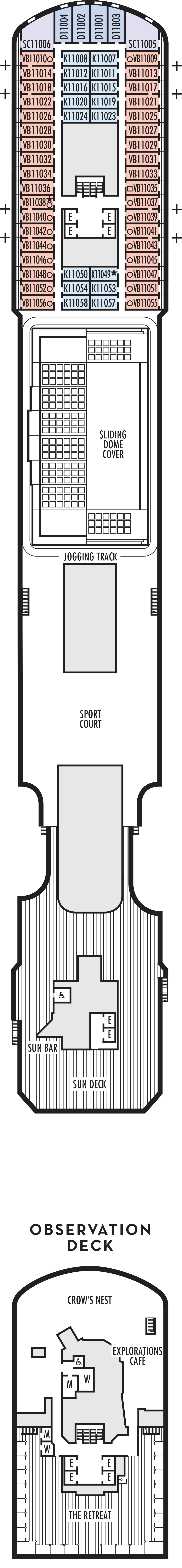 Sun (Deck 11) deck plan for ms Nieuw Statendam