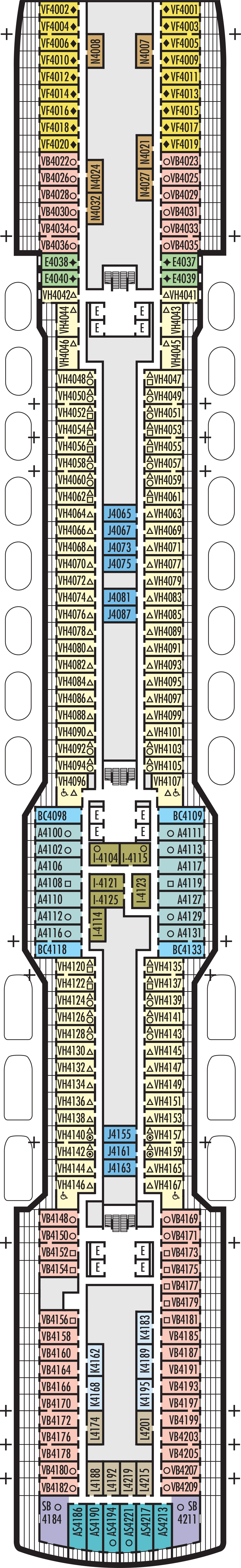 Beethoven (Deck 4) deck plan for ms Nieuw Statendam
