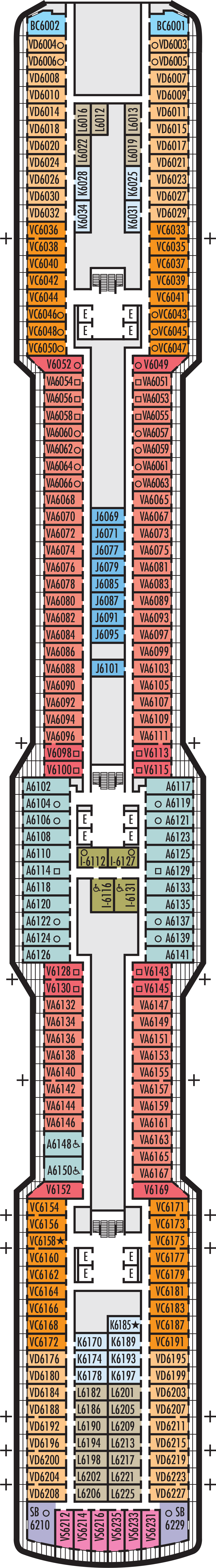 Mozart (Deck 6) deck plan for ms Nieuw Statendam
