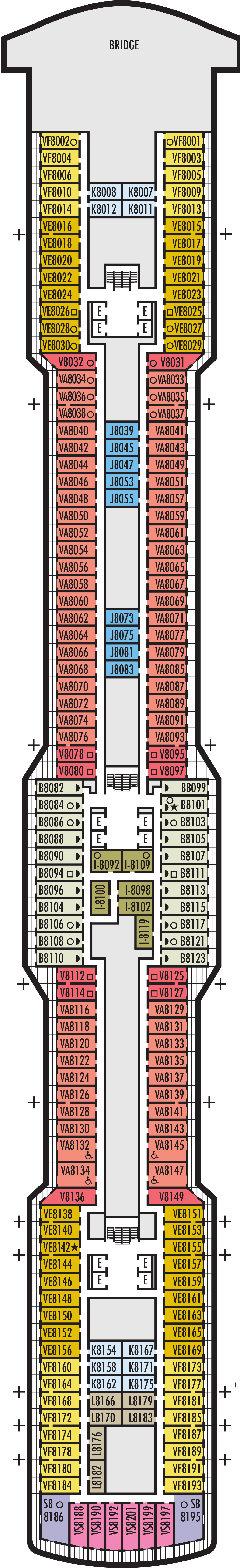 Navigation (Deck 8) deck plan for ms Nieuw Statendam