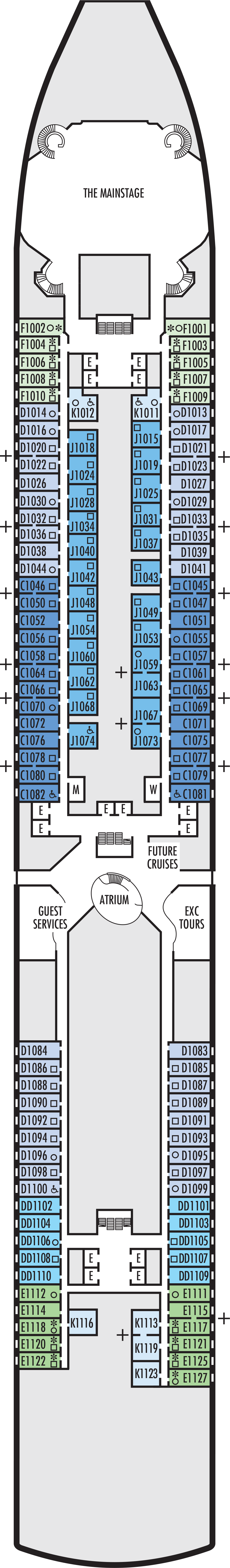 Main (Deck 1) deck plan for ms Noordam