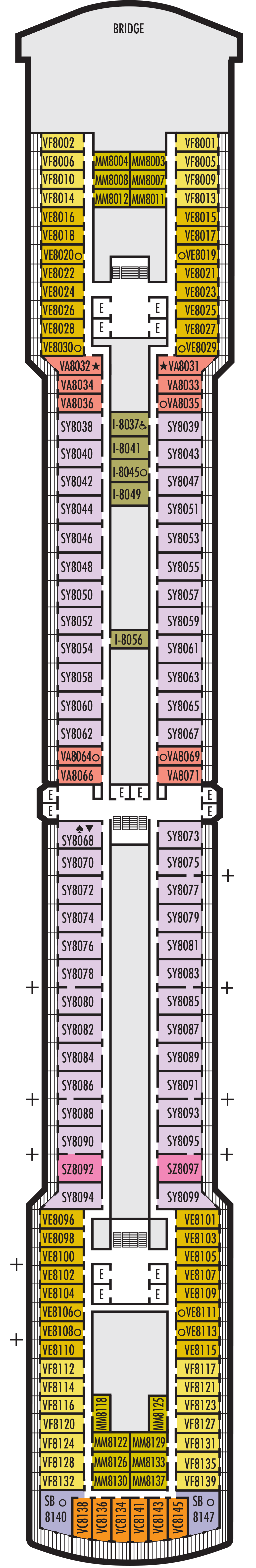 Navigation (Deck 8) deck plan for ms Noordam