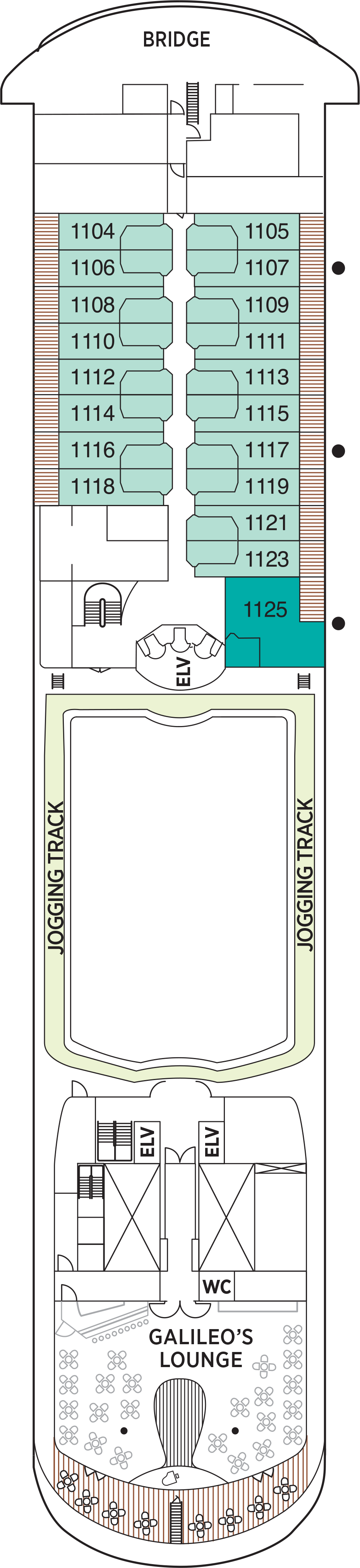 Deck 11 deck plan for Seven Seas Navigator