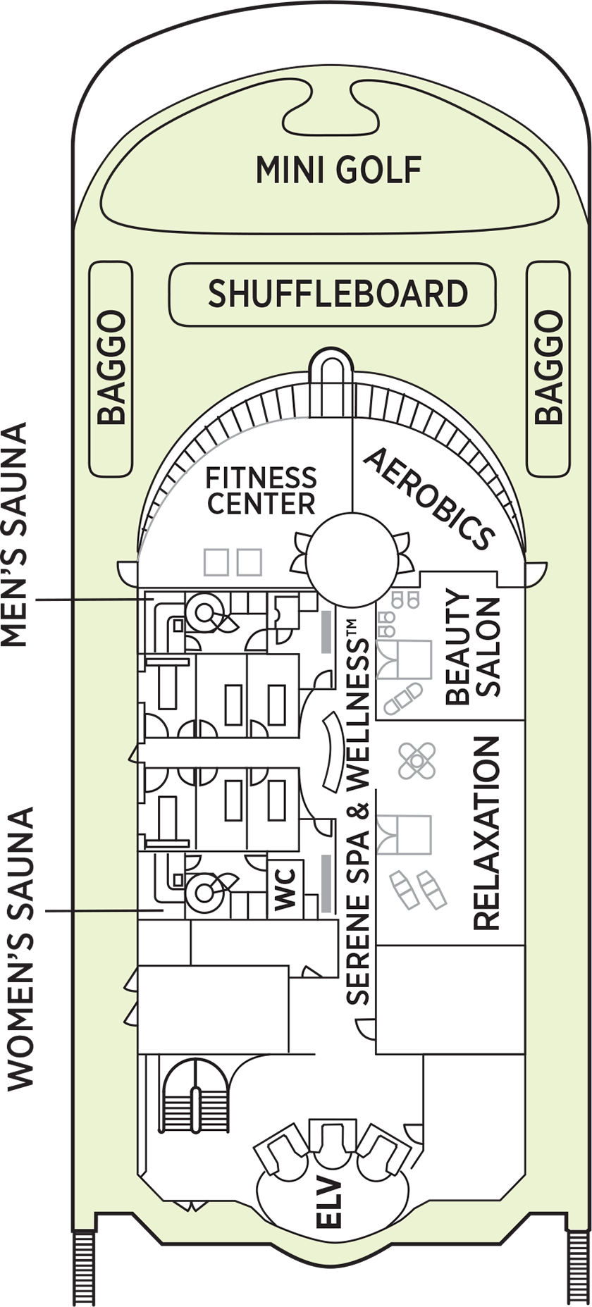 Deck 12 deck plan for Seven Seas Navigator