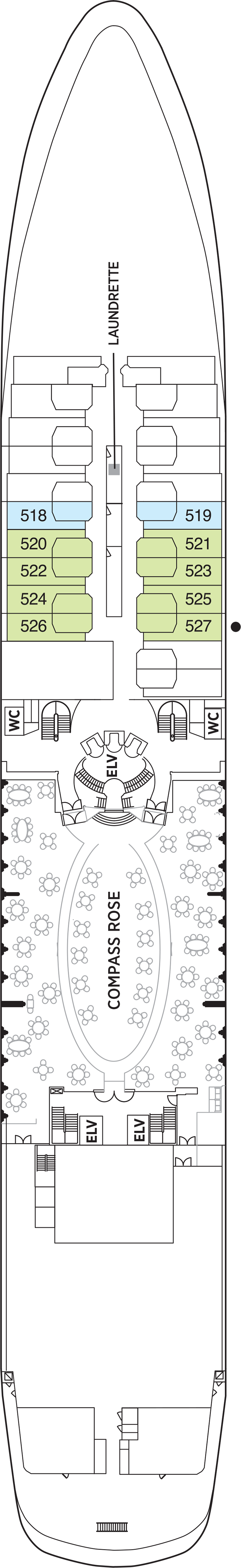 Deck 5 deck plan for Seven Seas Navigator