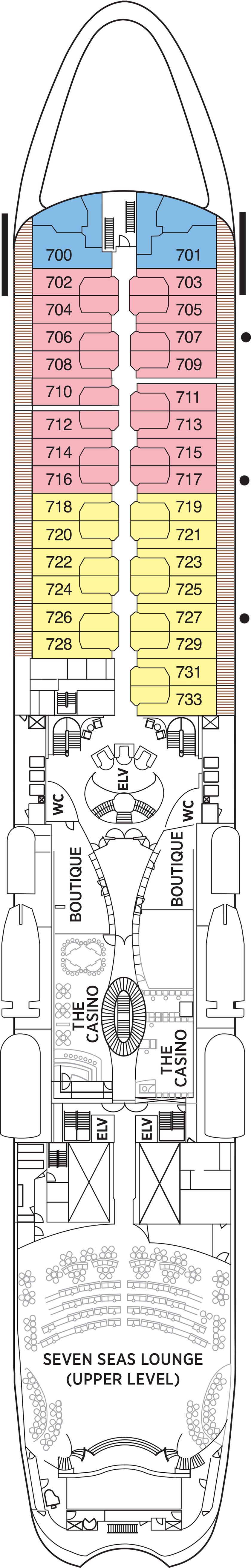 Deck 7 deck plan for Seven Seas Navigator