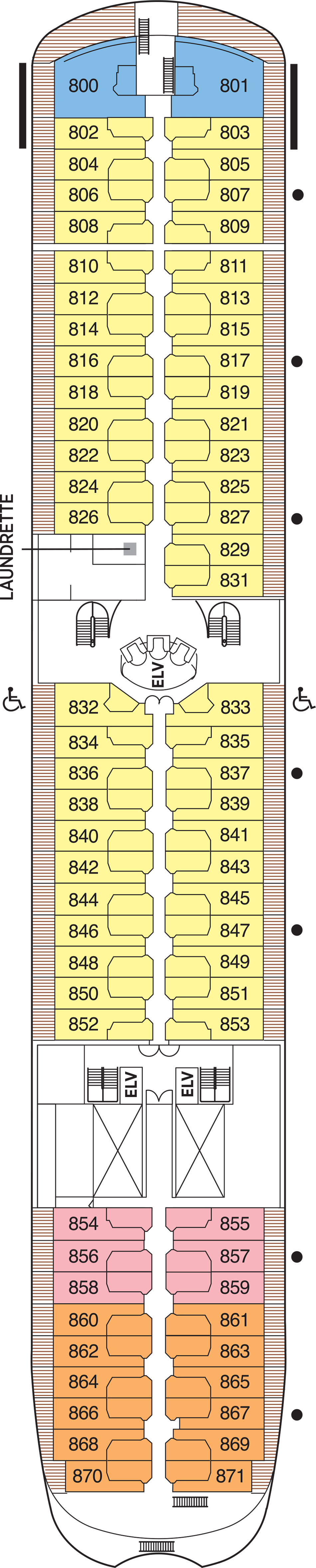 Deck 8 deck plan for Seven Seas Navigator