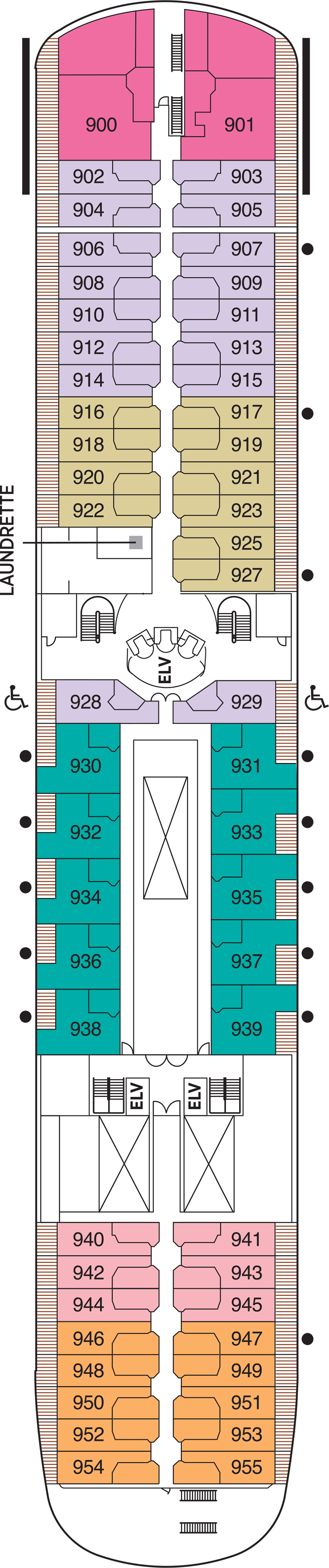 Deck 9 deck plan for Seven Seas Navigator