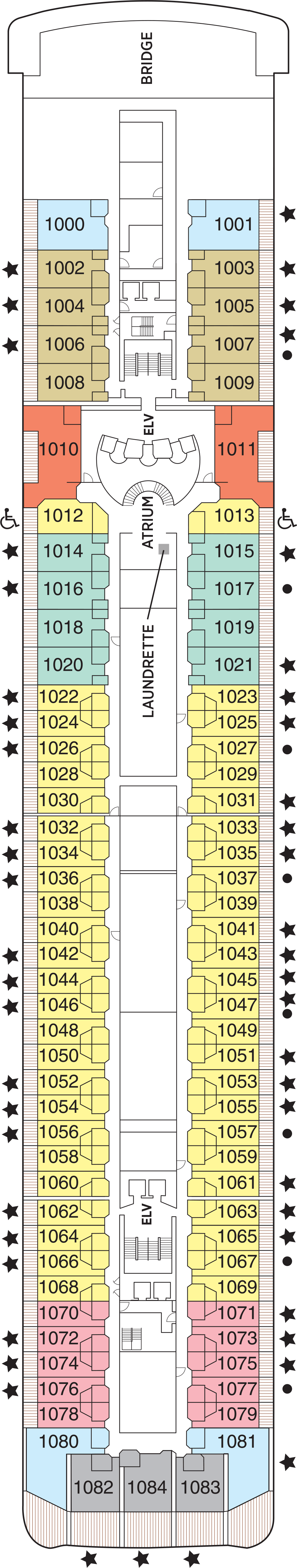 Deck 10 deck plan for Seven Seas Mariner