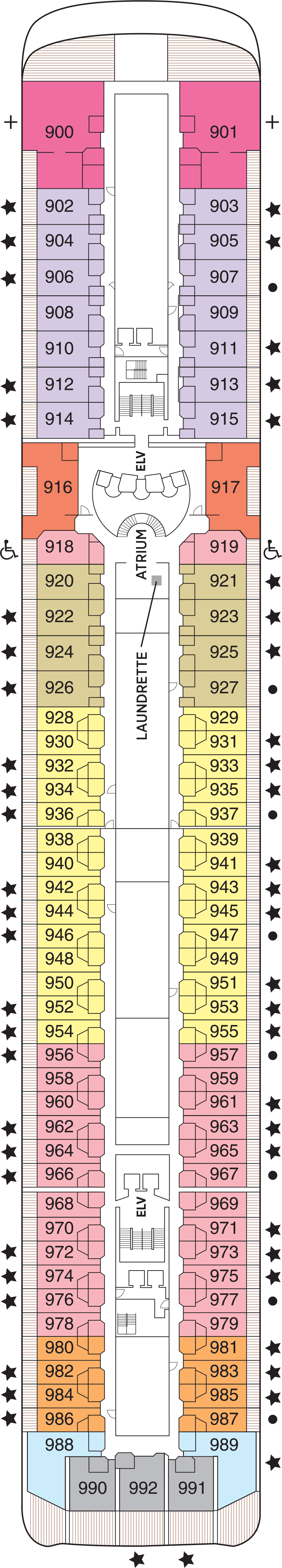 Deck 9 deck plan for Seven Seas Mariner