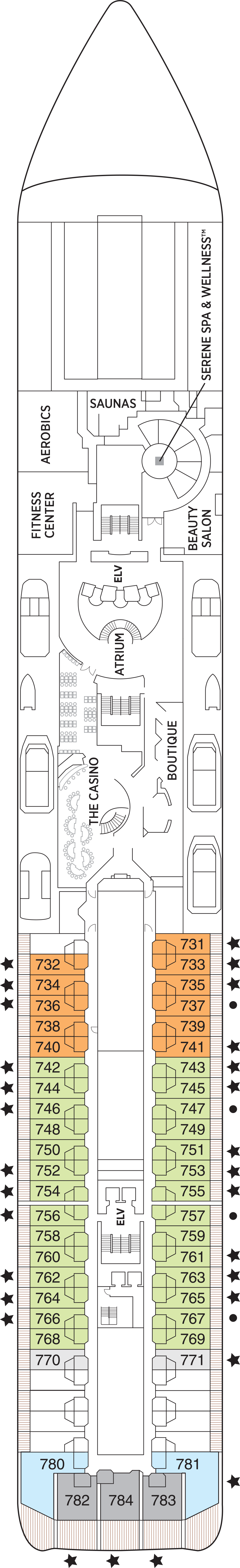 Deck 7 deck plan for Seven Seas Mariner