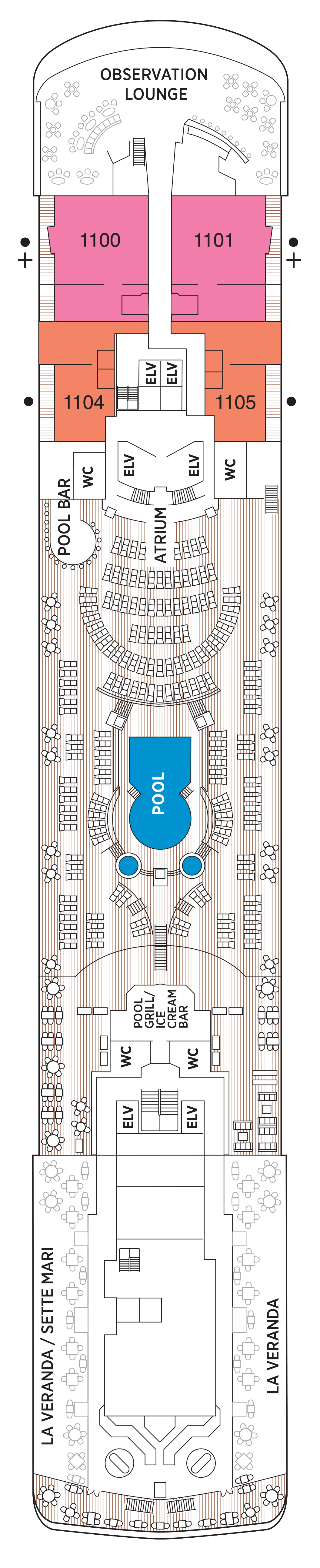 Deck 11 deck plan for Seven Seas Voyager